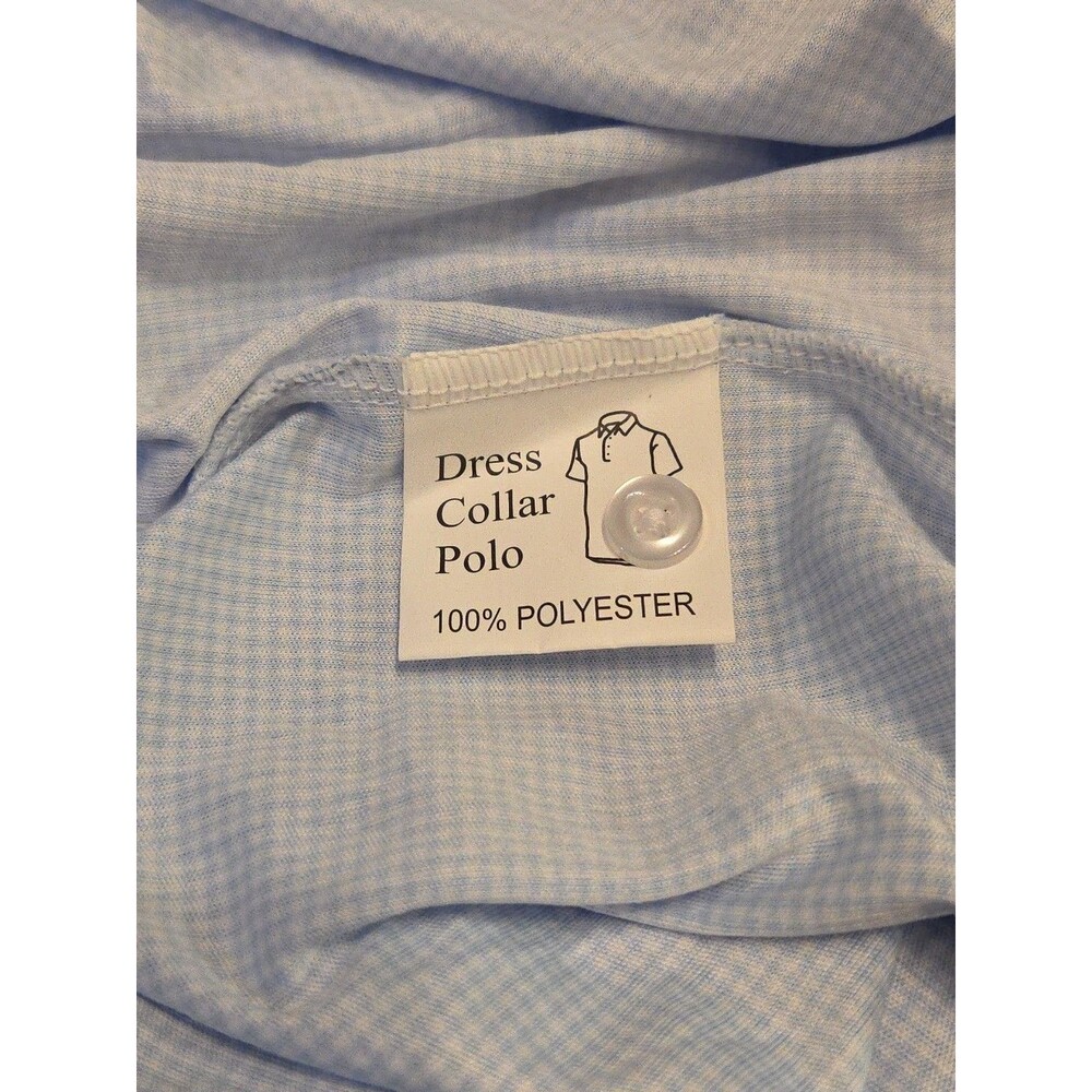 NWOT Collars & Co Mens Medium Dress Collar Polo Shirt Blue Micro Houndstooth - Picture 6 of 7